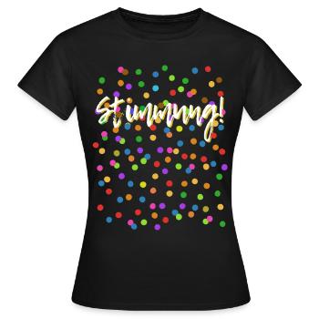 Fastnacht - Karneval - Stimmung - Konfetti - Frauen T-Shirt - Schwarz - Vorne - AI Model Female 172 dark (172cm)