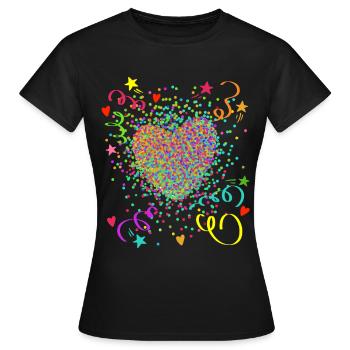 Stimmungs Herz - Fasching - Karneval - Verkleidung - Frauen T-Shirt - Schwarz - Vorne - AI Model Female 172 dark (172cm)