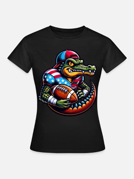 Football Alligator Quarterback - Frauen T-Shirt - Schwarz