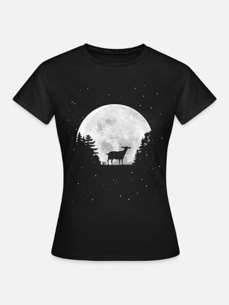 Vollmond - Nacht - Ziege Silhouette - Frauen T-Shirt - Schwarz