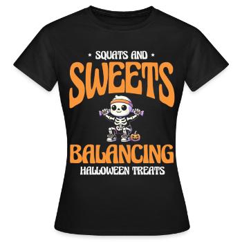 Kniebeugen Süßigkeiten Gleichgewicht Halloween - Frauen T-Shirt - Schwarz - Vorne - AI Model Female 172 dark (172cm)
