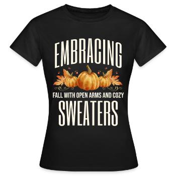 Étreindre l’automne à bras ouverts - T-shirt Femme - noir - Devant - AI Model Female 172 dark (172cm)