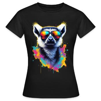 Dj Lemur mit Sonnenbrille Trend Design T-Shirt - Frauen T-Shirt - Schwarz - Vorne - AI Model Female 172 dark (172cm)