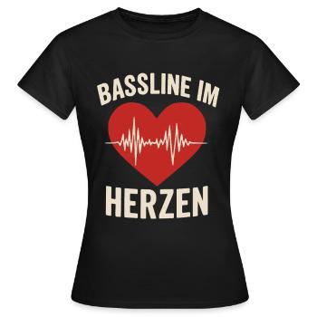 Bassline at Heart Music Festival Chemise EDM House - T-shirt Femme - noir - Devant - AI Model Female 172 dark (172cm)