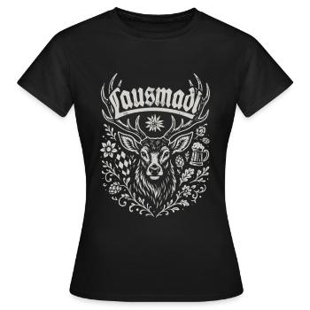 Hirsch Lausmadl - Festzelt, Bier und Gaudi - Frauen T-Shirt - Schwarz - Vorne - AI Model Female 172 dark (172cm)