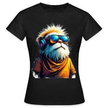 Dj Erdmännchen mit Sonnenbrille T-Shirt - Frauen T-Shirt - Schwarz - Vorne - AI Model Female 172 dark (172cm)