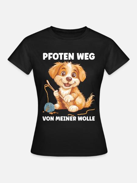 Lustiger Spruch Häkeln Stricken Wolle Nähen - Frauen T-Shirt - Schwarz