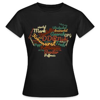 DDR Ostalgie Wörtersammlung - Frauen T-Shirt - Schwarz - Vorne - AI Model Female 172 dark (172cm)