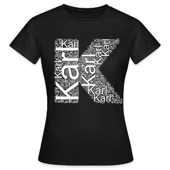 Le prénom de Karl comme nuage de mots - T-shirt Femme - noir - Devant - AI Model Female 172 dark (172cm)
