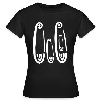 Nachwuchs kommt - Sicherheitsnadeln - Frauen T-Shirt - Schwarz - Vorne - AI Model Female 172 dark (172cm)