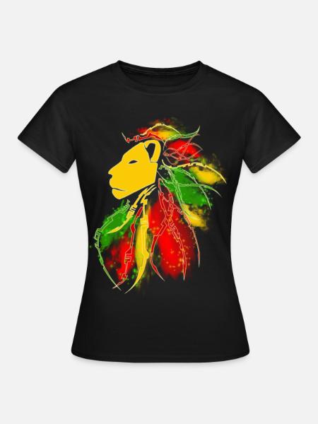 lion_rasta_dread - Frauen T-Shirt - Schwarz