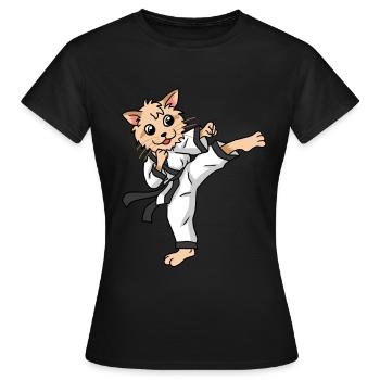 Karaté Chat Judo Chaton Enfants Self Défense - T-shirt Femme - noir - Devant - AI Model Female 172 dark (172cm)