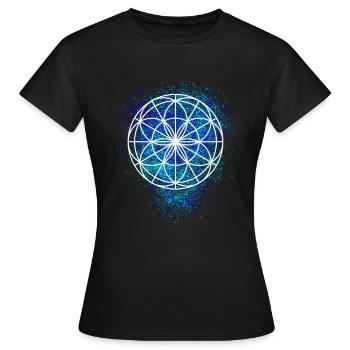 Yoga fleur de la vie | Mantra Cadeau Sanskrit - T-shirt Femme - noir - Devant - AI Model Female 172 dark (172cm)