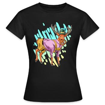 Bière Deer Bayern Lederhose Cadeau - T-shirt Femme - noir - Devant - AI Model Female 172 dark (172cm)