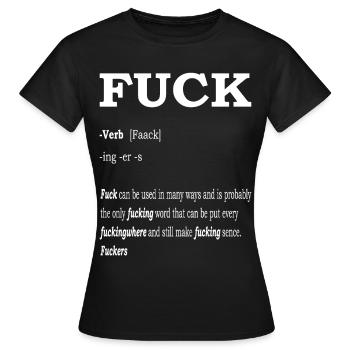 Fuck Word Meaning Duden Fun Definition Wiki - Women's T-Shirt - black - Front - AI Model Female 172 dark (172cm)