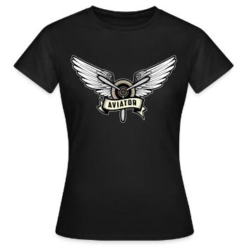 Aviateur pilote - T-shirt Femme - noir - Devant - AI Model Female 172 dark (172cm)