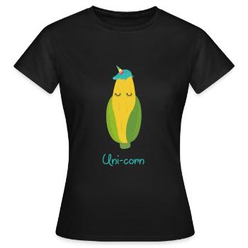 Funny corn flask unicorn - Women's T-Shirt - black - Front - AI Model Female 172 dark (172cm)
