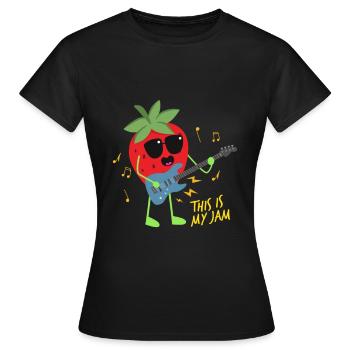 Rock Strawberry Music Jam Session Jam - Women's T-Shirt - black - Front - AI Model Female 172 dark (172cm)