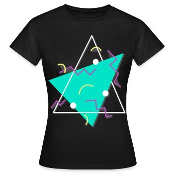 Formes de triangles typiques des années 80 - T-shirt Femme - noir - Devant - AI Model Female 172 dark (172cm)