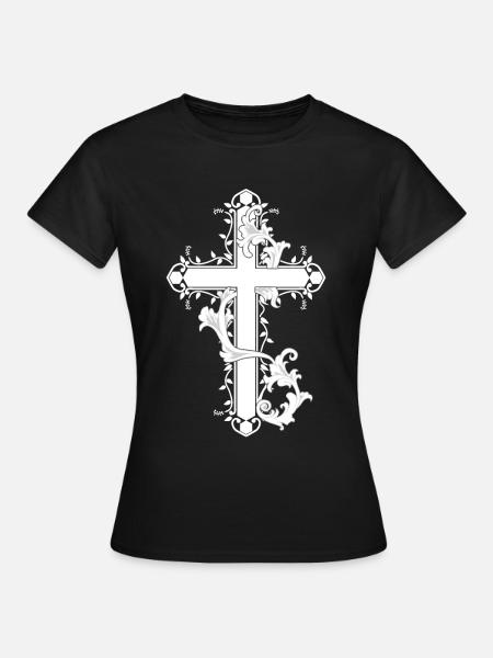Lys Croix Croix religion Dieu Jésus église - T-shirt Femme - noir