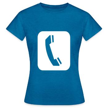 Telefon Hörer Symbol - Frauen T-Shirt - Antikblaues Saphir meliert - Vorne - AI Model Female 172 dark (172cm)