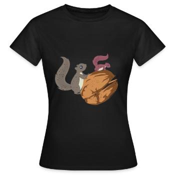 Écureuil et noix Noisette Noix d’arbre gland - T-shirt Femme - noir - Devant - AI Model Female 172 dark (172cm)