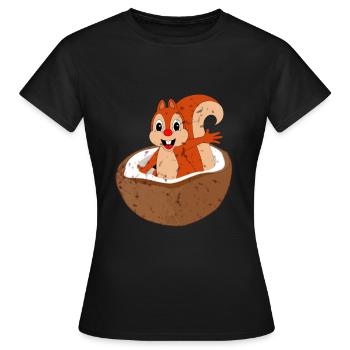 Écureuil et noix Noisette Noix d’arbre gland - T-shirt Femme - noir - Devant - AI Model Female 172 dark (172cm)