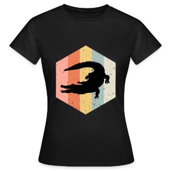 Krokodil Aligator Raubtier Reptilien Geschenk - Frauen T-Shirt - Schwarz - Vorne - AI Model Female 172 dark (172cm)