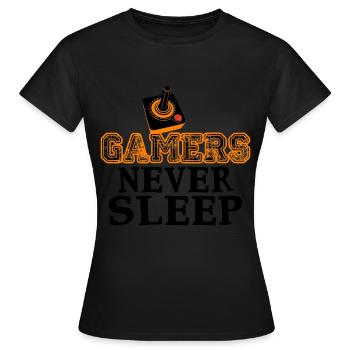 Gamers never sleep Funny Gaming Shirt - Women's T-Shirt - black - Front - AI Model Female 172 dark (172cm)