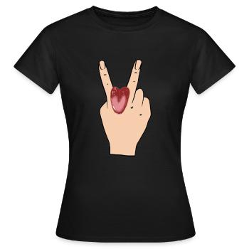 Oral Verkehr Sex lecken Zunge Finger zeichen - Frauen T-Shirt - Schwarz - Vorne - AI Model Female 172 dark (172cm)