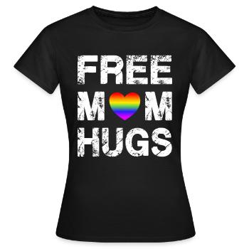 Free Mom Hugs Rainbow LGBT Gay Pride Flag - T-shirt Femme - noir - Devant - AI Model Female 172 dark (172cm)
