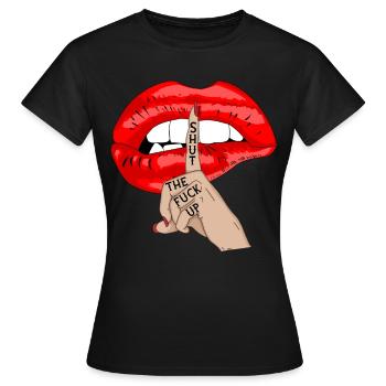 Ferme ta gueule baiser bouche idée cadeau - T-shirt Femme - noir - Devant - AI Model Female 172 dark (172cm)