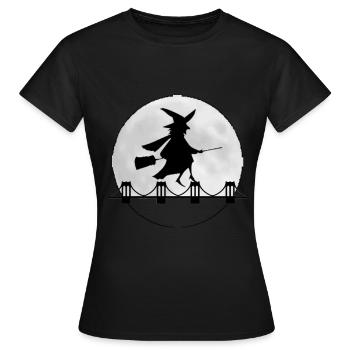 Hexe Zauberei Hexerei Halloween Besen - Frauen T-Shirt - Schwarz - Vorne - AI Model Female 172 dark (172cm)