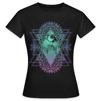 Panorama du mandala ésotérique et yoga spirituel - T-shirt Femme - noir - Devant - AI Model Female 172 dark (172cm)