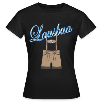 Lausbua with leather pants - Women's T-Shirt - black - Front - AI Model Female 172 dark (172cm)