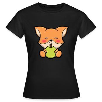 Cute Fox Süßer Fuchs Füchschen Grafik - Frauen T-Shirt - Schwarz - Vorne - AI Model Female 172 dark (172cm)