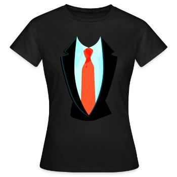 Faux costume avec cravate costume de combinaison - T-shirt Femme - noir - Devant - AI Model Female 172 dark (172cm)