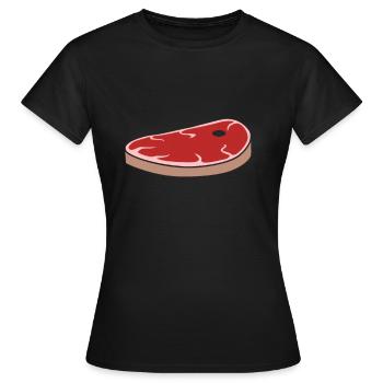 Steak viande viande Viande grillée - T-shirt Femme - noir - Devant - AI Model Female 172 dark (172cm)