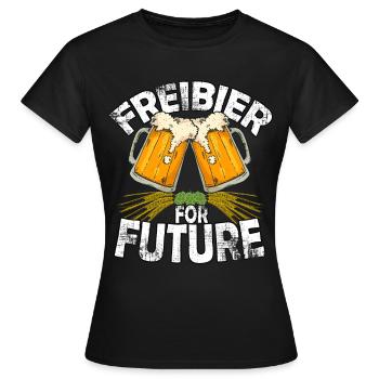 Fridays for Future Parodie / Freibier for future - Frauen T-Shirt - Schwarz - Vorne - AI Model Female 172 dark (172cm)