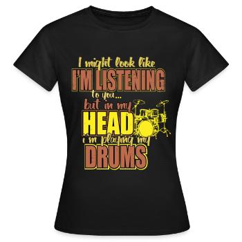 Instrument de batterie musicien cadeau cool - T-shirt Femme - noir - Devant - AI Model Female 172 dark (172cm)