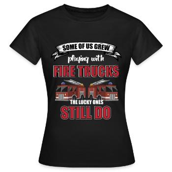 Fire Department Fire Engine Hydrant Water Cannon - Women's T-Shirt - black - Front - AI Model Female 172 dark (172cm)