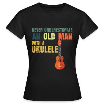 Ukulele vieux papa papa cadeau - T-shirt Femme - noir - Devant - AI Model Female 172 dark (172cm)