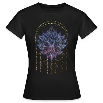 Spirituelle Lotusblume Namaste Yoga & Om - Frauen T-Shirt - Schwarz - Vorne - AI Model Female 172 dark (172cm)