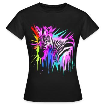 Zèbre coloré - T-shirt Femme - noir - Devant - AI Model Female 172 dark (172cm)