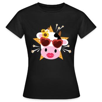 Kuh Shirt Damen Elegante Kuh Landwirt Shirt Kuh - Frauen T-Shirt - Schwarz - Vorne - AI Model Female 172 dark (172cm)