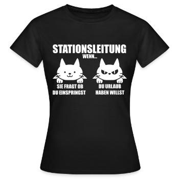 Pfleger Shirt Krankenschwester Stationsleitung - Frauen T-Shirt - Schwarz - Vorne - AI Model Female 172 dark (172cm)