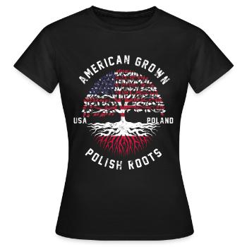 Polen Nation Fahne Geschenk - Frauen T-Shirt - Schwarz - Vorne - AI Model Female 172 dark (172cm)