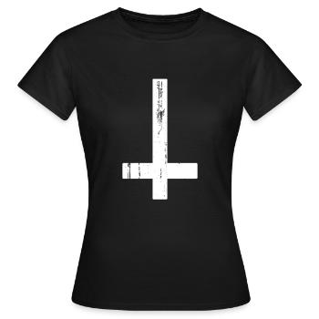 Inverted Cross Atheist Atheism Atheist Cross - Women's T-Shirt - black - Front - AI Model Female 172 dark (172cm)