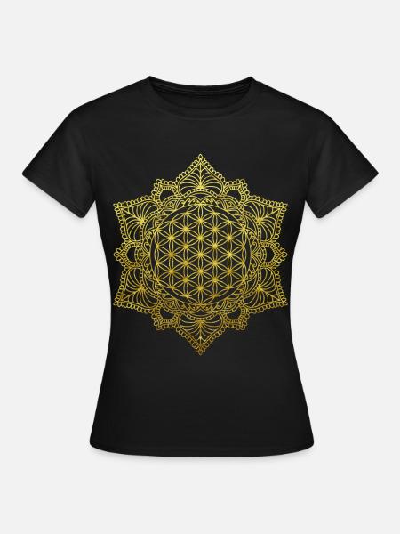 Fleur de vie Géométrie sacrée en or - T-shirt Femme - noir