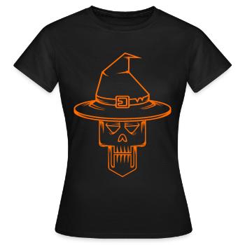 halloween Hat Skull - Frauen T-Shirt - Schwarz - Vorne - AI Model Female 172 dark (172cm)